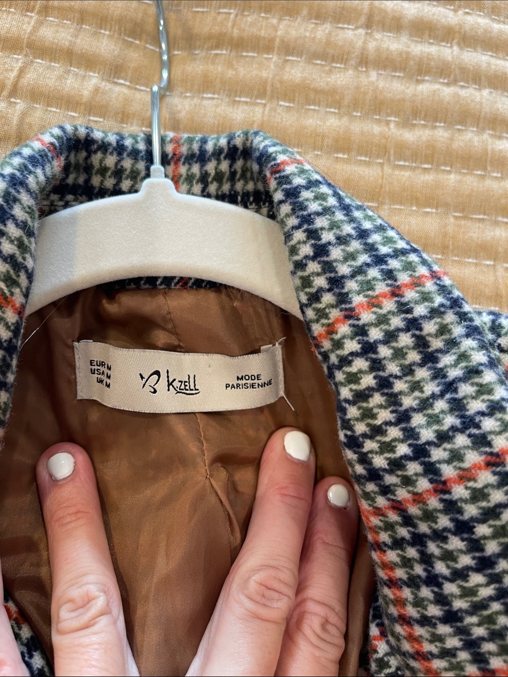 Plaid Double-Breasted trench coat M - Picture 6 of 7